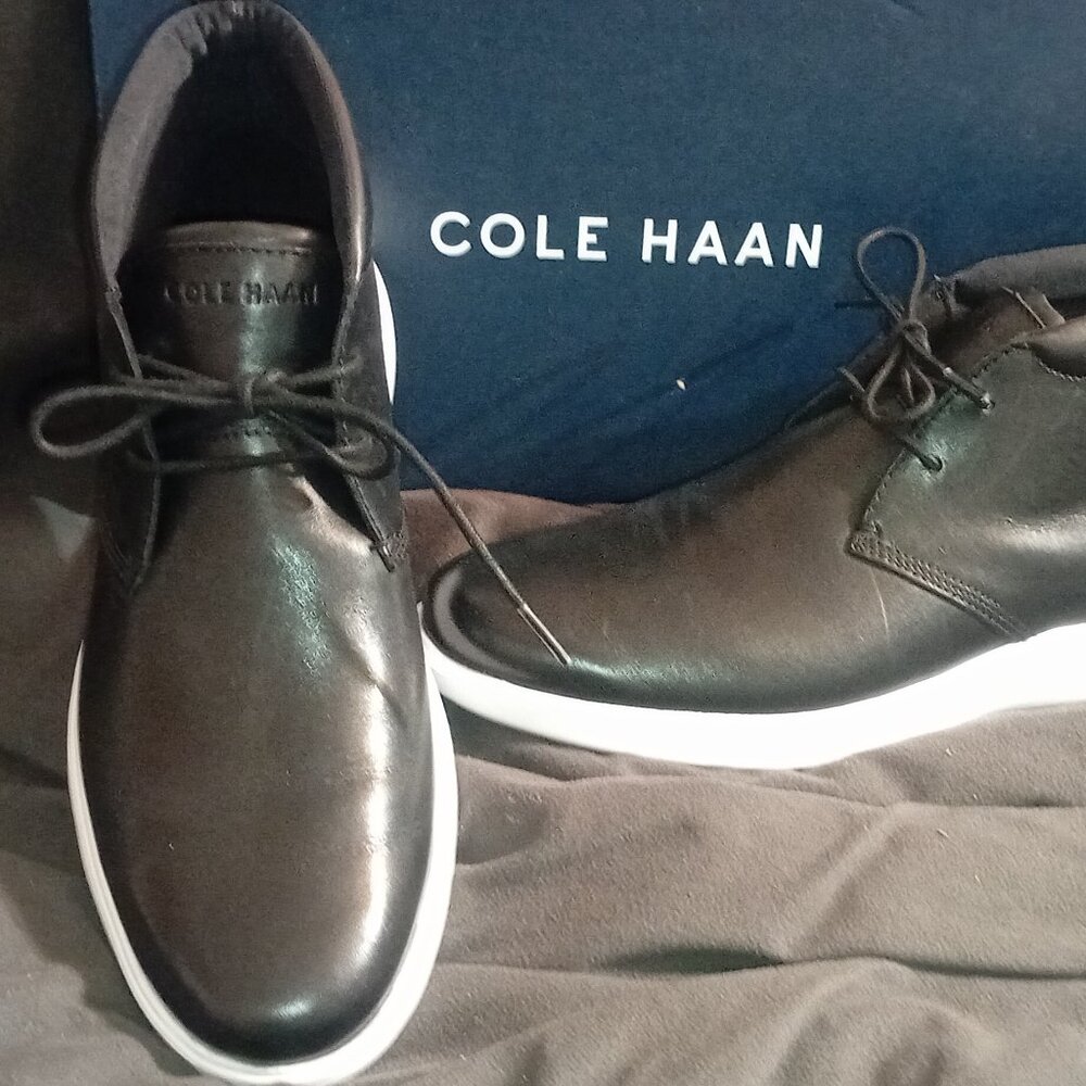 NIB mens Cole hann black leather ankle boots